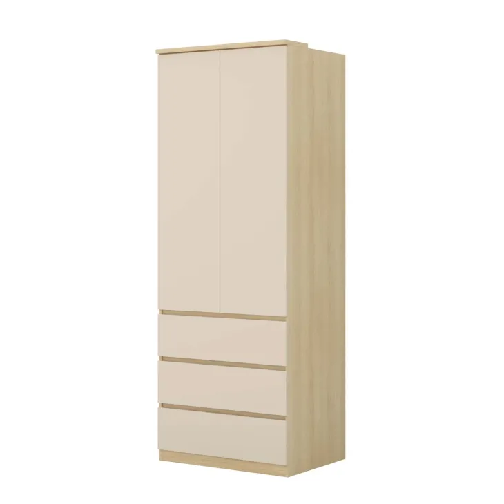 Armadio per cameretta 251x215h cm con scrivania beige cashmere rovere Elvira