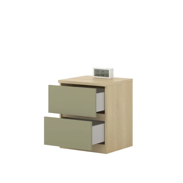 Armadio per cameretta 251x215h cm con scrivania e libreria verde salvia rovere Elvira