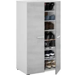 Armadio scarpiera 55x108h cm 2 ante battente bianco opaco cemento Tom