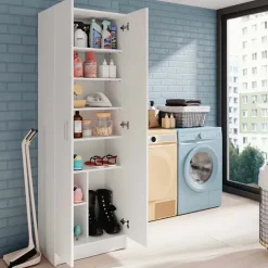 Armadio scarpiera 59x180h cm 2 ante battenti bianco opaco Easy