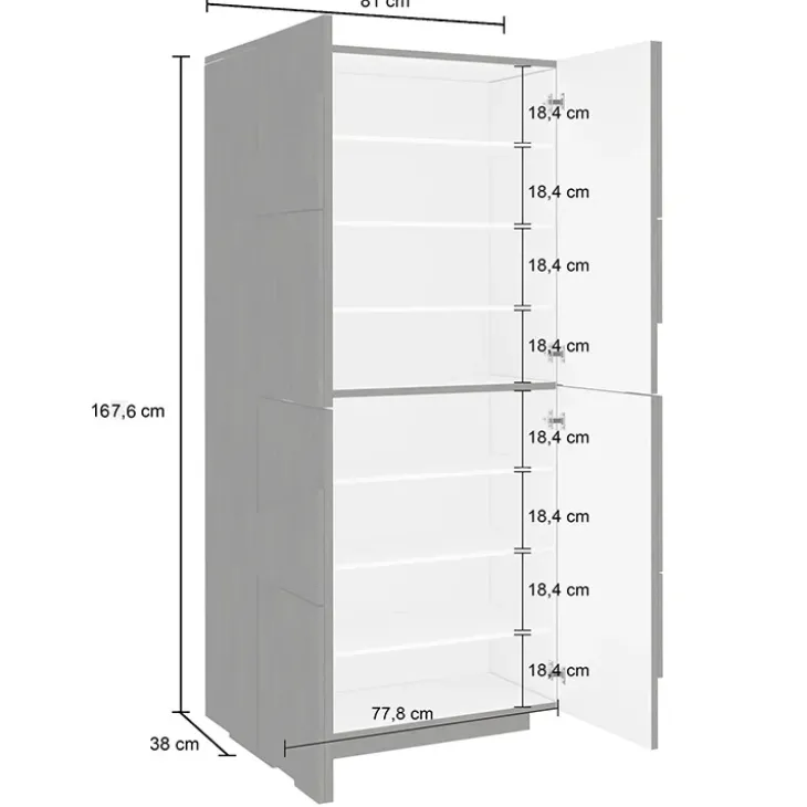Armadio scarpiera 80x168h cm 4 ante bianco lucido Zenzero