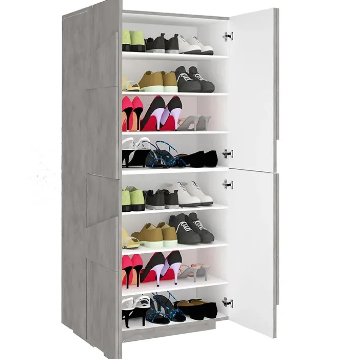 Armadio scarpiera 80x168h cm 4 ante grigio cemento Zenzero