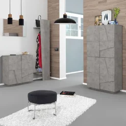 Armadio scarpiera 80x168h cm 4 ante grigio cemento Zenzero