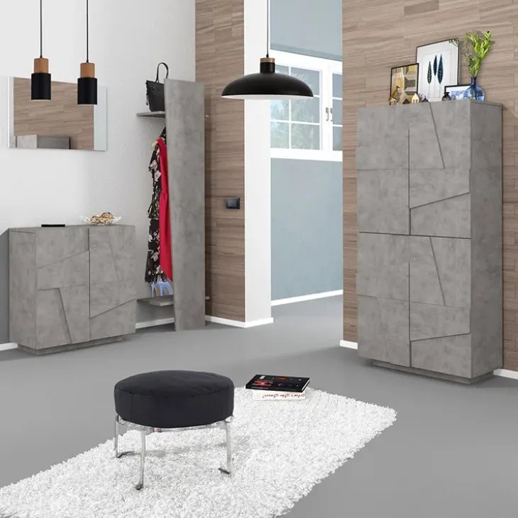 Armadio scarpiera 80x168h cm 4 ante grigio cemento Zenzero
