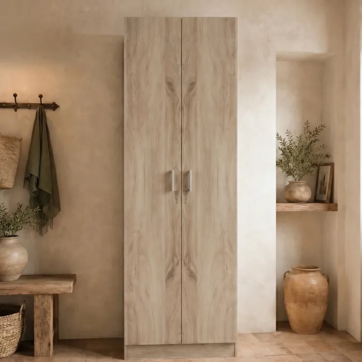 Armadio scarpiera 59x181h cm 2 ante moderna da ingresso rovere chiaro Max