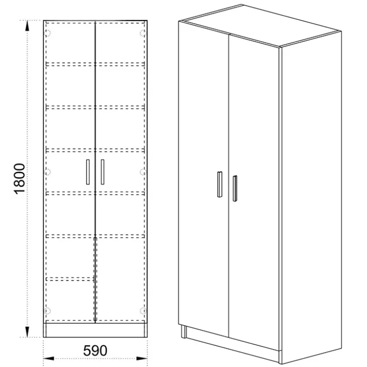 Armadio scarpiera 59x181h cm 2 ante moderna da ingresso rovere chiaro Max