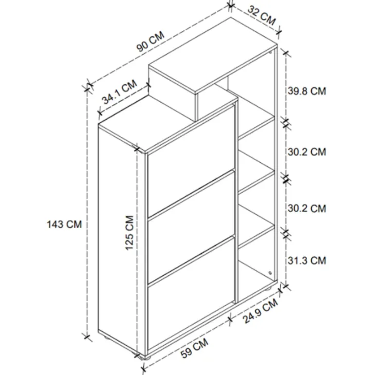 Armadio scarpiera 90x143h cm bianco opaco Connie