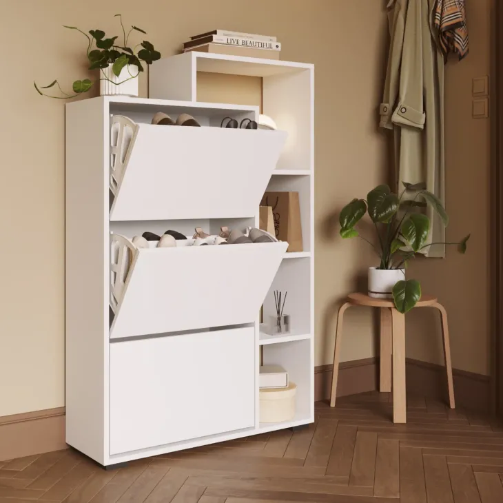 Armadio scarpiera 90x143h cm bianco opaco Connie