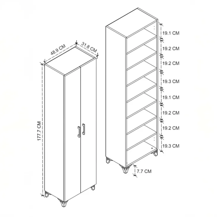 Armadio scarpiera 49x178h cm multifunzione 2 ante bianco Dama