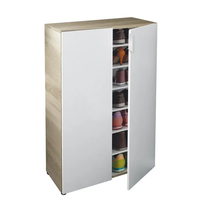 Armadio scarpiera 72x103h cm 6 ripiani bianco opaco rovere Stil Gihome®