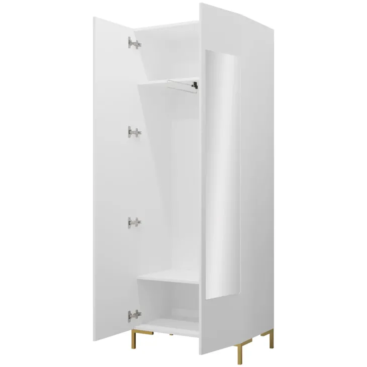 Armadio soggiorno 74x196h cm 2 ante con specchio bianco Nuvia