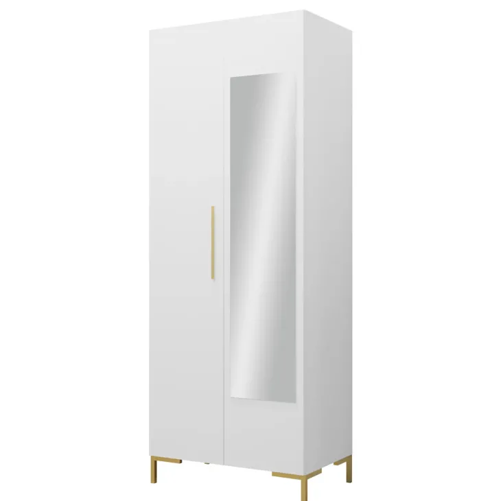 Armadio soggiorno 74x196h cm 2 ante con specchio bianco Nuvia