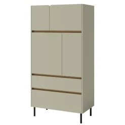 Armadio soggiorno 80x165h cm 4 ante 2 cassetti verde rovere chiaro Linfa