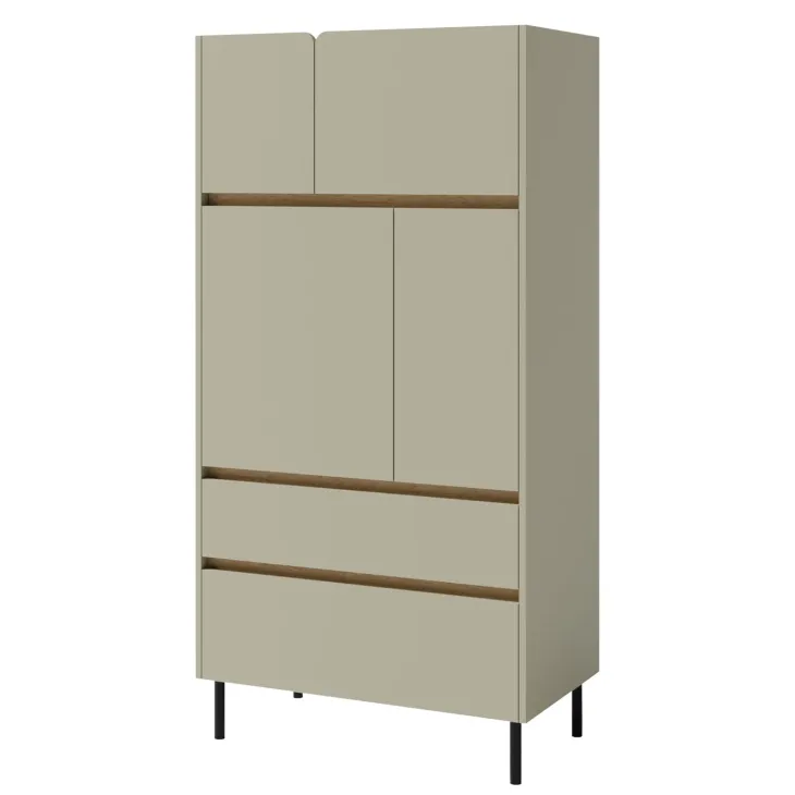 Armadio soggiorno 80x165h cm 4 ante 2 cassetti verde rovere chiaro Linfa