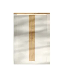 Armadio soggiorno 114x160h cm 2 ante con led bianco lucido rovere chiaro Istria