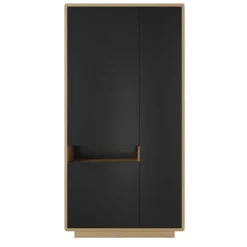 Armadio soggiorno 92x181h cm 3 ante moderno nero opaco rovere Esmond