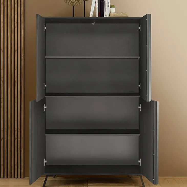 Armadio soggiorno 104x174h cm 4 ante moderna nero frassinato Tosca