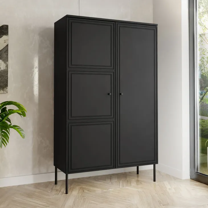 Armadio soggiorno 100x166h cm 2 ante nero opaco Stark