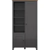 Armadio soggiorno 106x203h cm 4 vani giorno nero grafite rovere chiaro Holga
