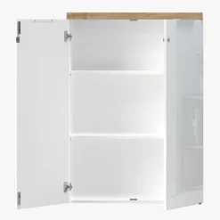 Armadio ufficio con serratura 80x115h cm 2 ante bianco lucido rovere chiaro Opera