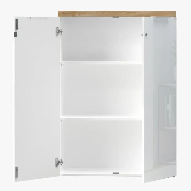 Armadio ufficio con serratura 80x115h cm 2 ante bianco lucido rovere chiaro Opera
