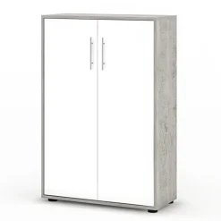 Armadio ufficio 79x118h cm 2 ante bianco frassinato cemento Woody
