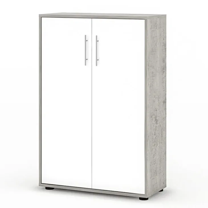 Armadio ufficio 79x118h cm 2 ante bianco frassinato cemento Woody