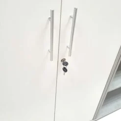 Armadio ufficio 79x188h cm 2 ante con serratura bianco frassinato cemento Woody