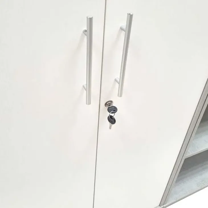 Armadio ufficio 79x188h cm 2 ante con serratura bianco frassinato cemento Woody