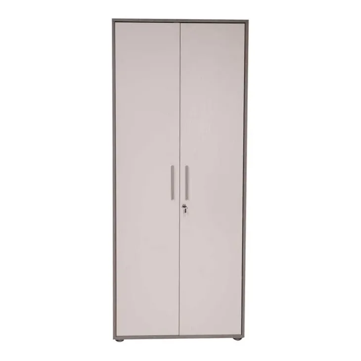 Armadio ufficio 79x188h cm 2 ante con serratura bianco frassinato cemento Woody