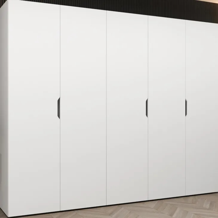 Armadio 250x202 cm 5 ante bianco opaco Valencia