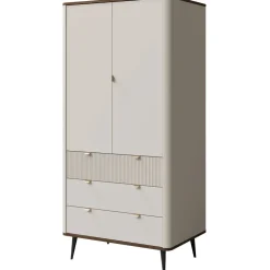 Armadio 90x191 cm 2 ante 3 cassetti beige cashmere noce Arden