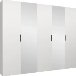 Armadio 250x202 cm 5 ante con specchio bianco opaco Valencia