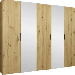 Armadio 250x202 cm 5 ante con specchio rovere Valencia