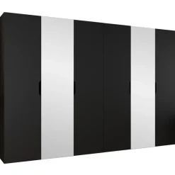 Armadio 300x202 cm 6 ante con specchio nero opaco Valencia