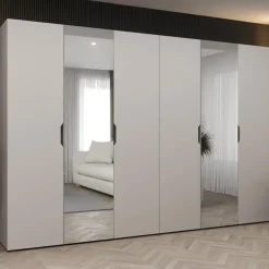 Armadio 300x202 cm 6 ante con specchio beige cashmere Valencia