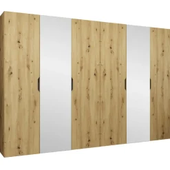 Armadio 300x202 cm 6 ante con specchio rovere Valencia