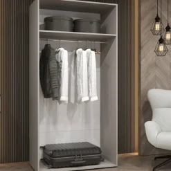 Armadio 100x202 cm 2 ante con specchio beige cashmere Valencia