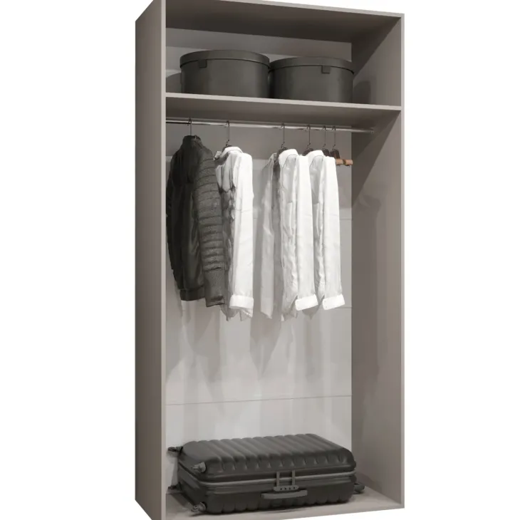 Armadio 100x202 cm 2 ante con specchio beige cashmere Valencia