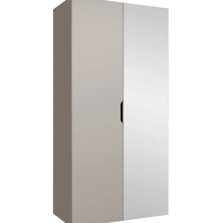 Armadio 100x202 cm 2 ante con specchio beige cashmere Valencia