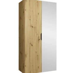 Armadio 100x202 cm 2 ante con specchio rovere Valencia