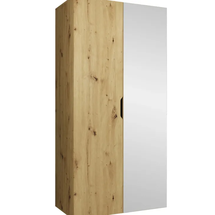 Armadio 100x202 cm 2 ante con specchio rovere Valencia