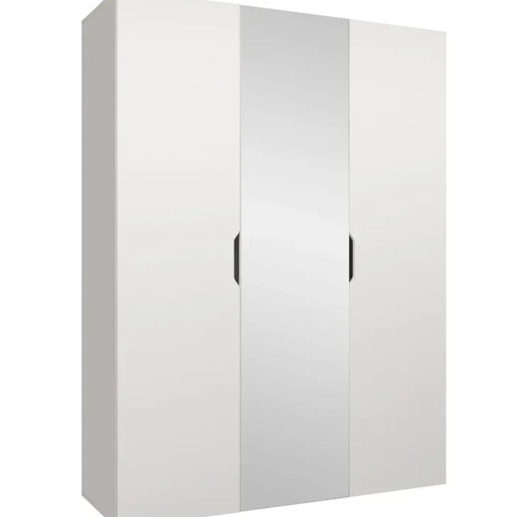 Armadio 150x202 cm 3 ante con specchio bianco opaco Valencia