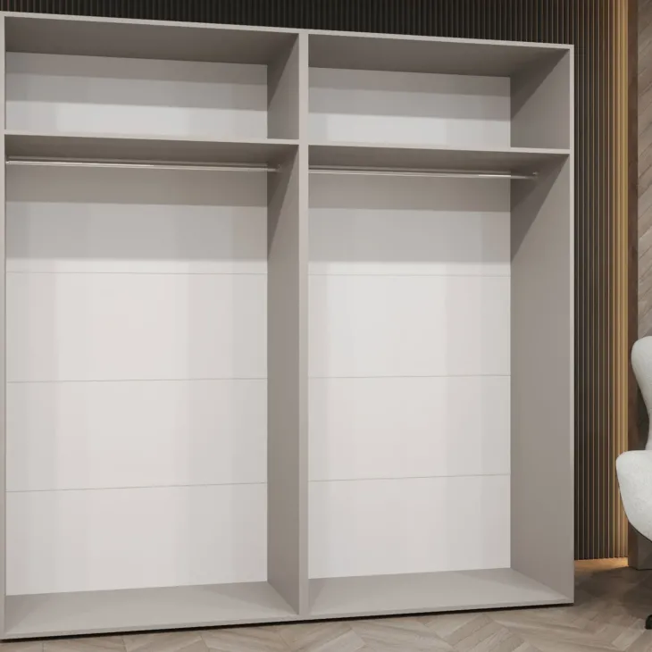 Armadio 200x202 cm 4 ante con specchio beige cashmere Valencia