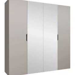 Armadio 200x202 cm 4 ante con specchio beige cashmere Valencia