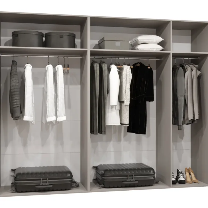 Armadio 250x202 cm 5 ante con specchio beige cashmere Valencia