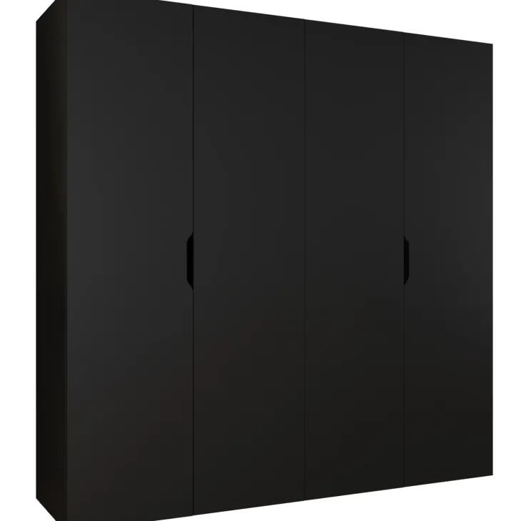 Armadio 200x202 cm 4 ante nero opaco Valencia