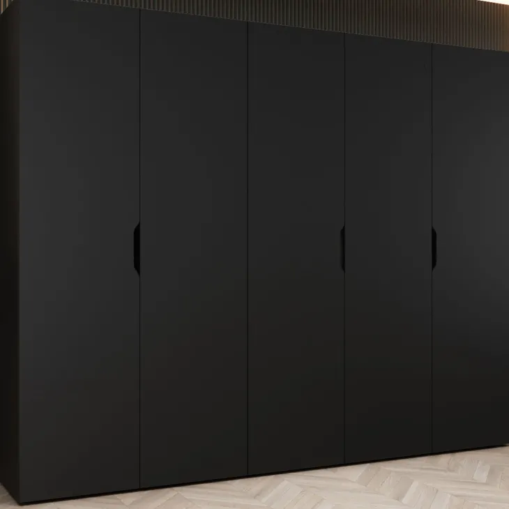 Armadio 250x202 cm 5 ante nero opaco Valencia