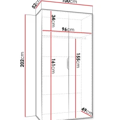 Armadio 100x202 cm 2 ante rovere Valencia