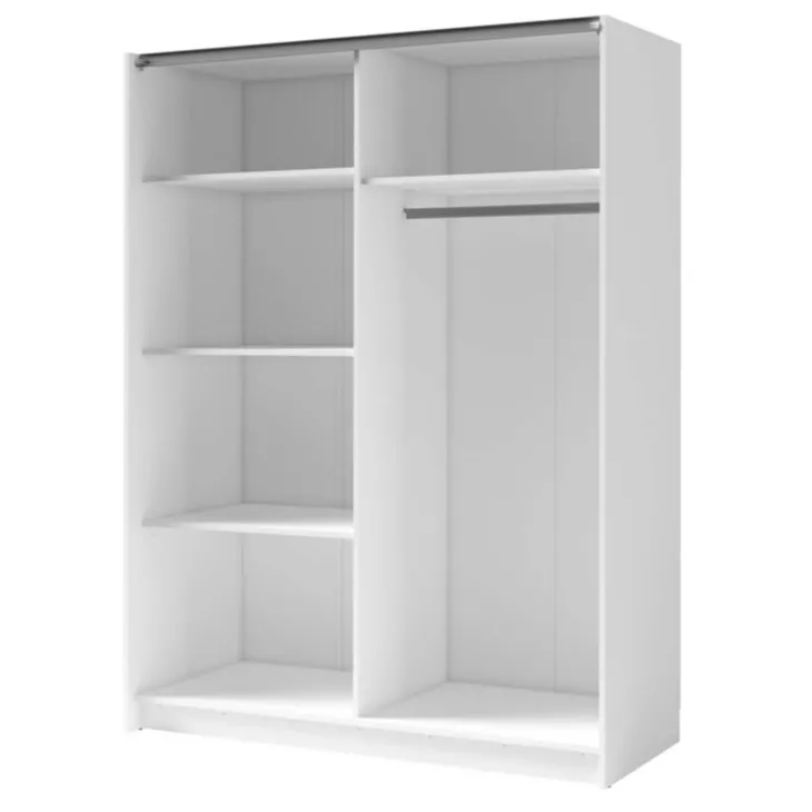 Armadio 150x198h 2 ante scorrevoli cannettato con specchio bianco rovere Ophelia